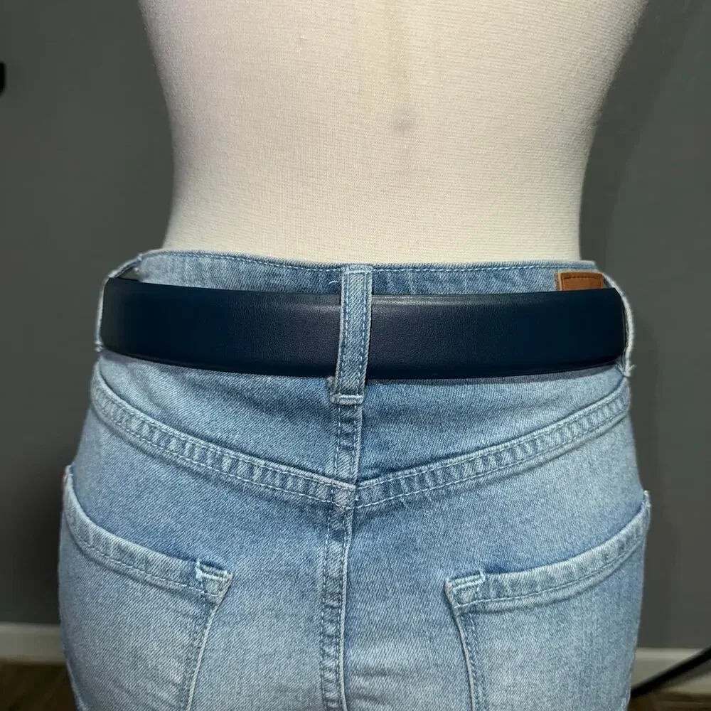 KM Legend Classic Navy Blue Leather Belt Sz 38